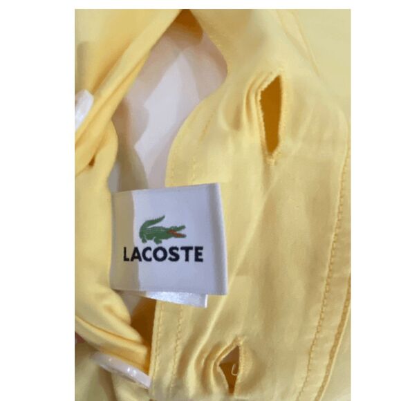 Lacoste Yellow Button Throw Pillow 18" Square Duck Down Feather Insert - Picture 5 of 6